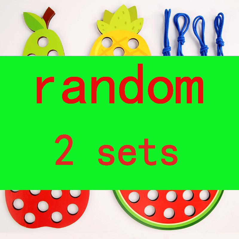 Wooden Lacing Plaything Educational Fruits Threading Activity Puzzles Learning Fine Motor Skill Car Travel Plaything Set For Toddlers Kids