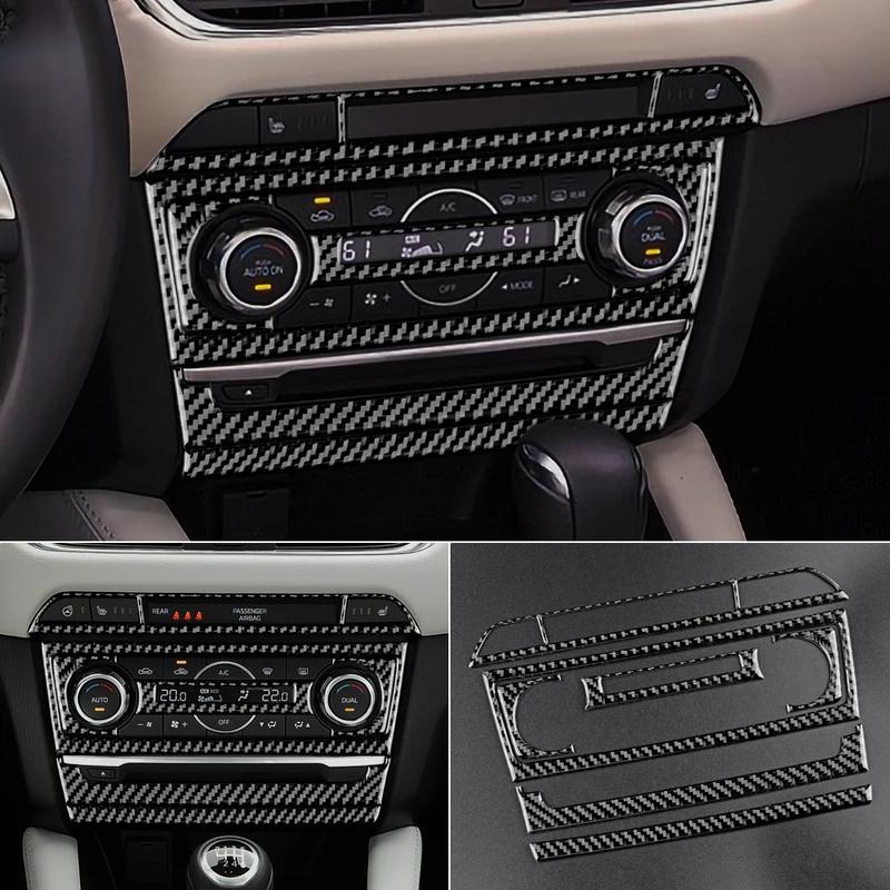 Real Carbon Fiber Car Digital Control Accent AC CD Panel Cover for Mazda 6 Automatic Transmission 2016 2017 Trim Accessories.