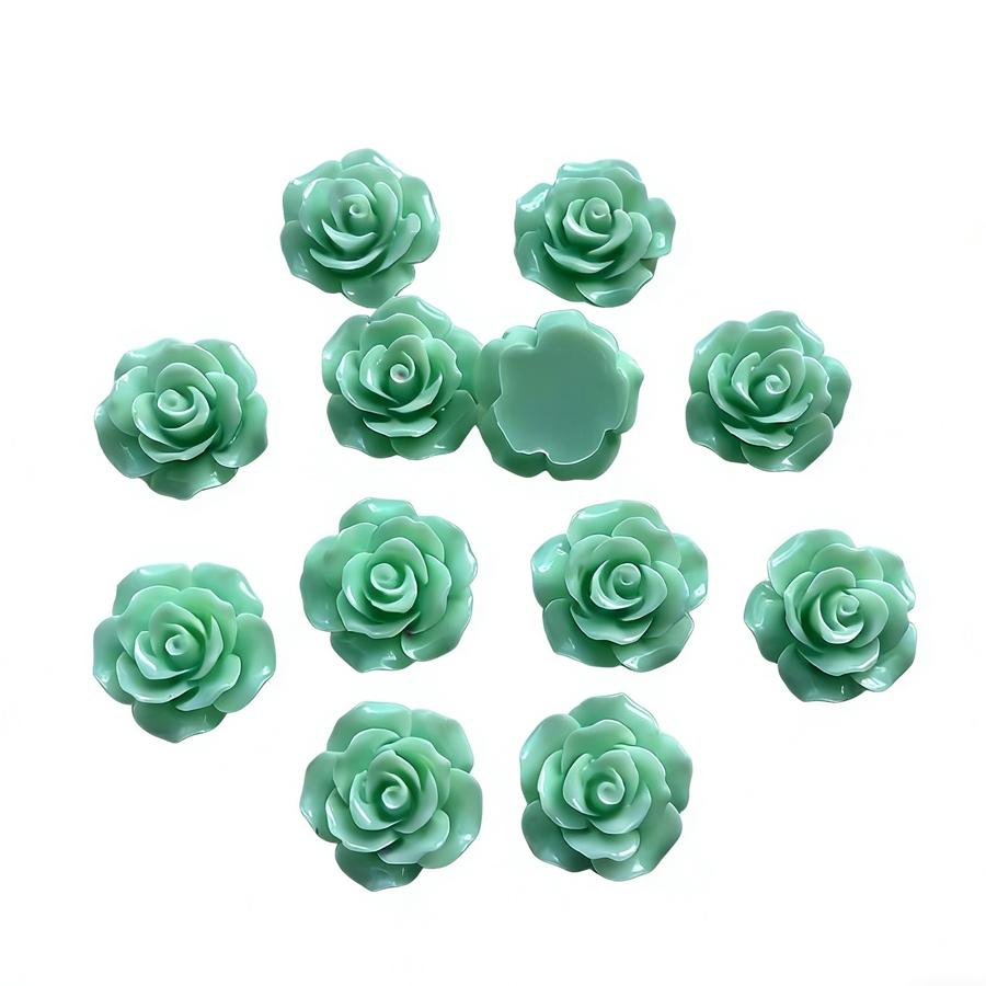 20 pieces of colorful 20mm flat back resin 3D roses suitable for decorating phone cases, jewelry making, DIY materials