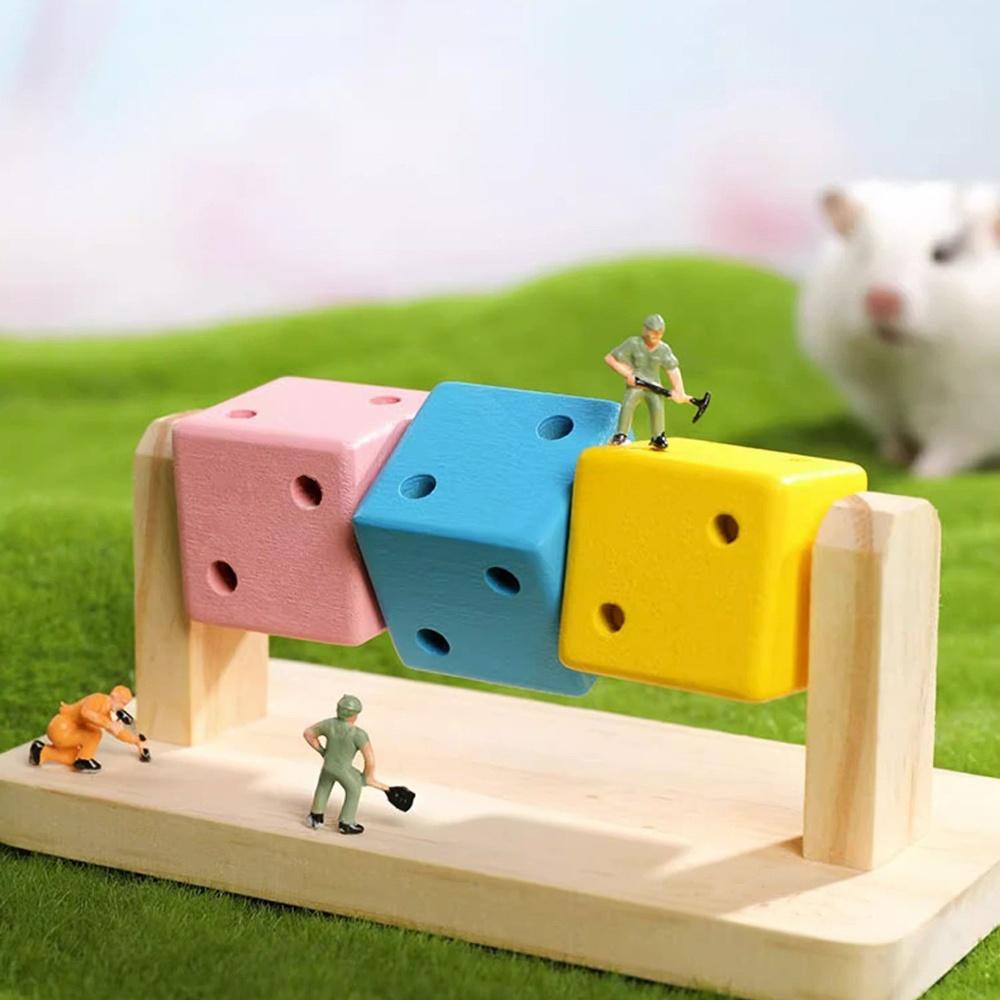 Lustiges Hamster Interaktives Spielzeug Bunter Holzwürfel für Kleintier Hamster Papageien Kaninchen Kauspielzeug Heimtierbedarf