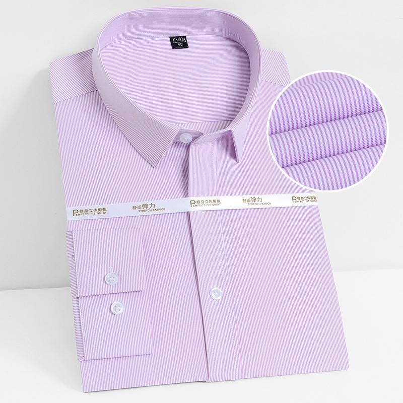 Quality Anti-Wrinkle Men Shirt Long Sleeves Dress Shirts For Men Slim Fit Camisa Social Business Blouse White Office Shirt S-4XL