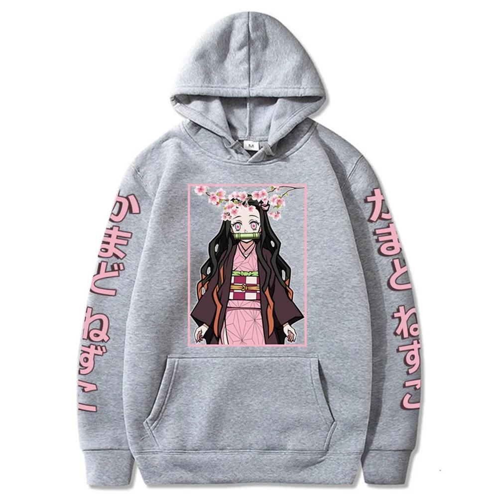 Japan Anime Demon Slayer Graphic Printed Hooded Women Hoodies Long Sleeve Sweatshirt Harajuku Casual Girl Clothes Tops