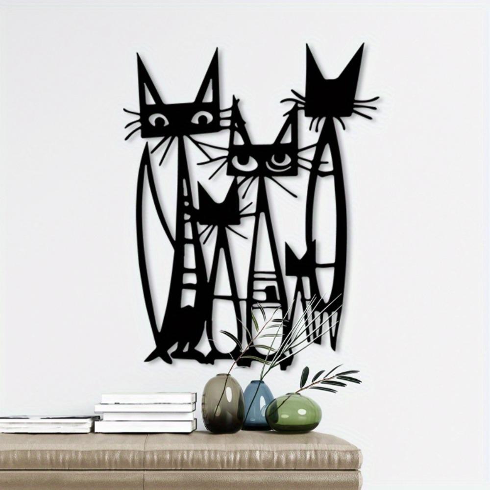 Stylish Metal Cat Wall Art Sculpture Home Decor for Living Room Bedroom Office Christmas Gift