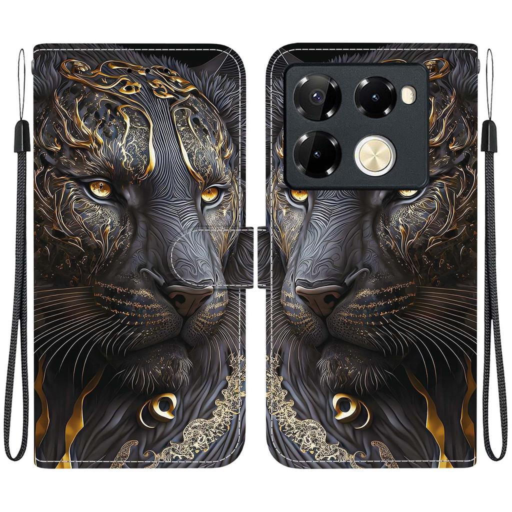 Handmade PU Leather Flip Case for Infinix Note 40 Pro 4G/5G (X6850/X6851) Anti-Slip Shockproof Cover with Wrist Strap & Heart/Rose Cat Designs