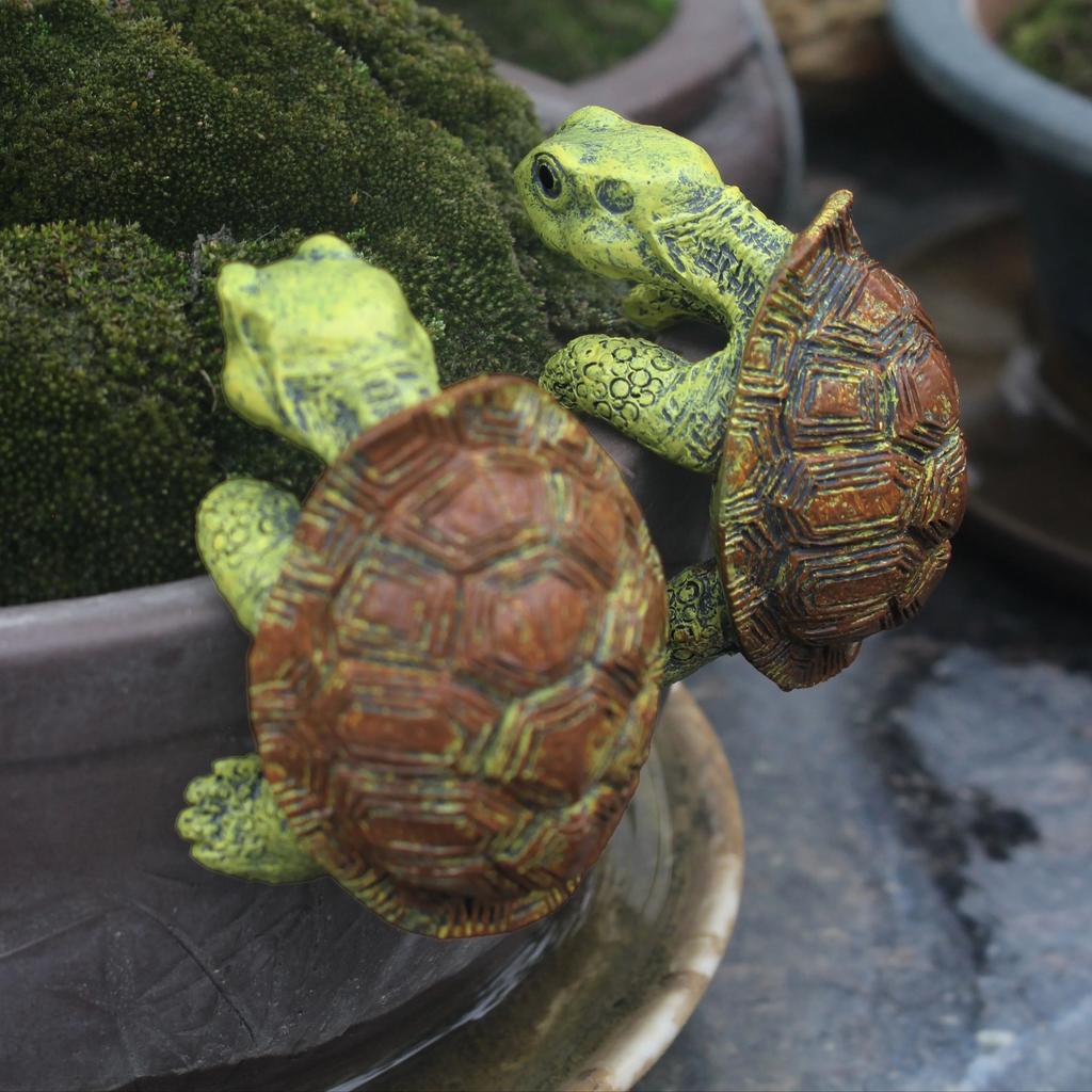 1 Piece of Cute Resin Rock Climbing Turtle Statue, Indoor and Outdoor Fish Tank Decoration, Flower Pot Decoration, Outdoor Garden Wall Hanging, Courty
