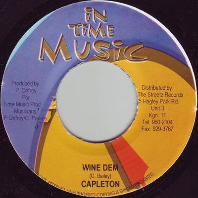 7inch Record CAPLETON - Wine Dem NONE In Time Music 2004 Jamaica Reggae, Ska & Dub Used