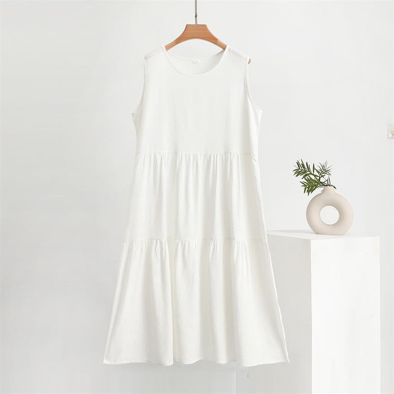 Jacquard Craft Cotton Silk Casual Women's Vest Dresses Dresses Thin Bottom Dresses Cotton Rayon Long Cake Dresses Beach Dresses