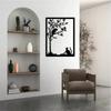 Modern Cat Silhouette Metal Wall Art Black White Branch Design Indoor Outdoor Decor Pet Lovers Gift