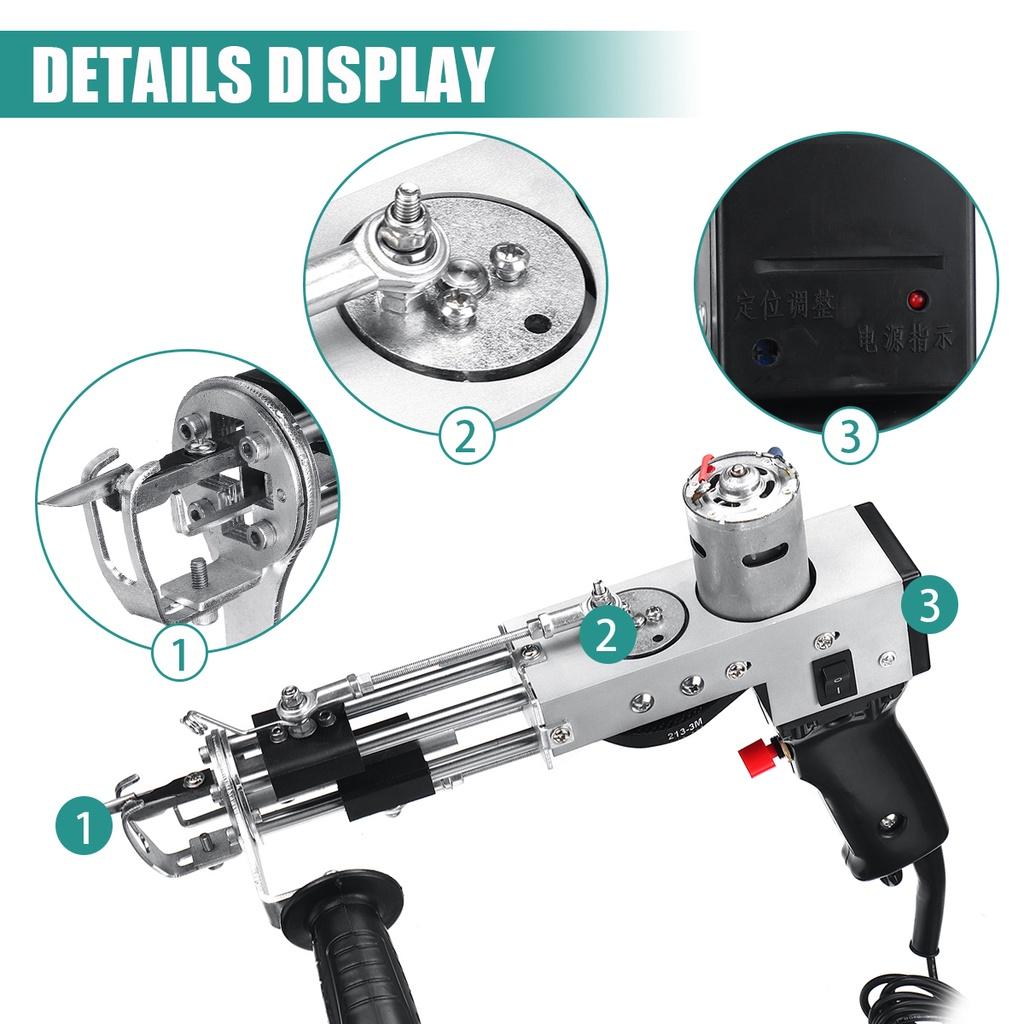 10000r/min Electric Carpet Tufting Guns Hand Gun Carpet Weaving Flocking Machine Cut Pile Loop Pile Power Tool EU Plug 70W 110- 240V