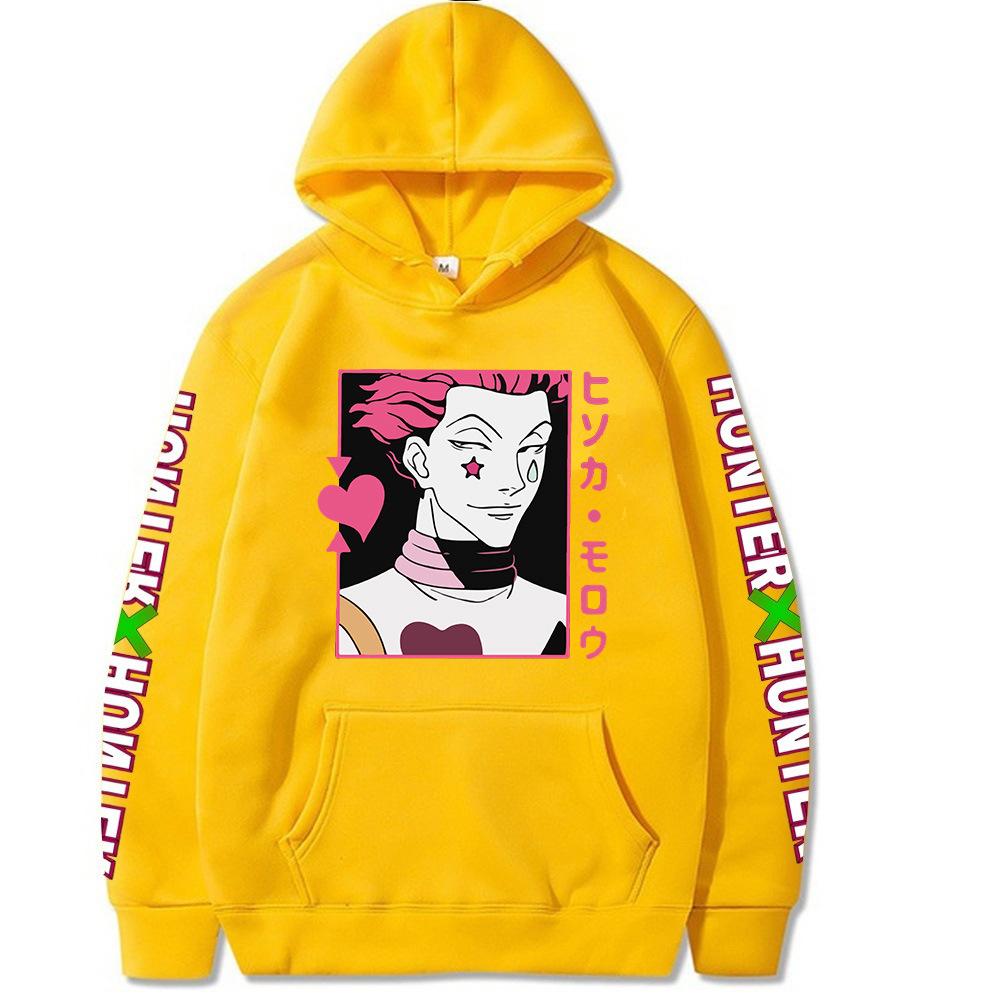 Fashion Women Japanese Anime Hunter X Hunter Hisoka Print Hoodie Long Sleeve Drawstring Sweatshirt Unisex Pullover Top