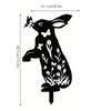 Black Metal Bunny Garden Decor Outdoor Ground Stakes