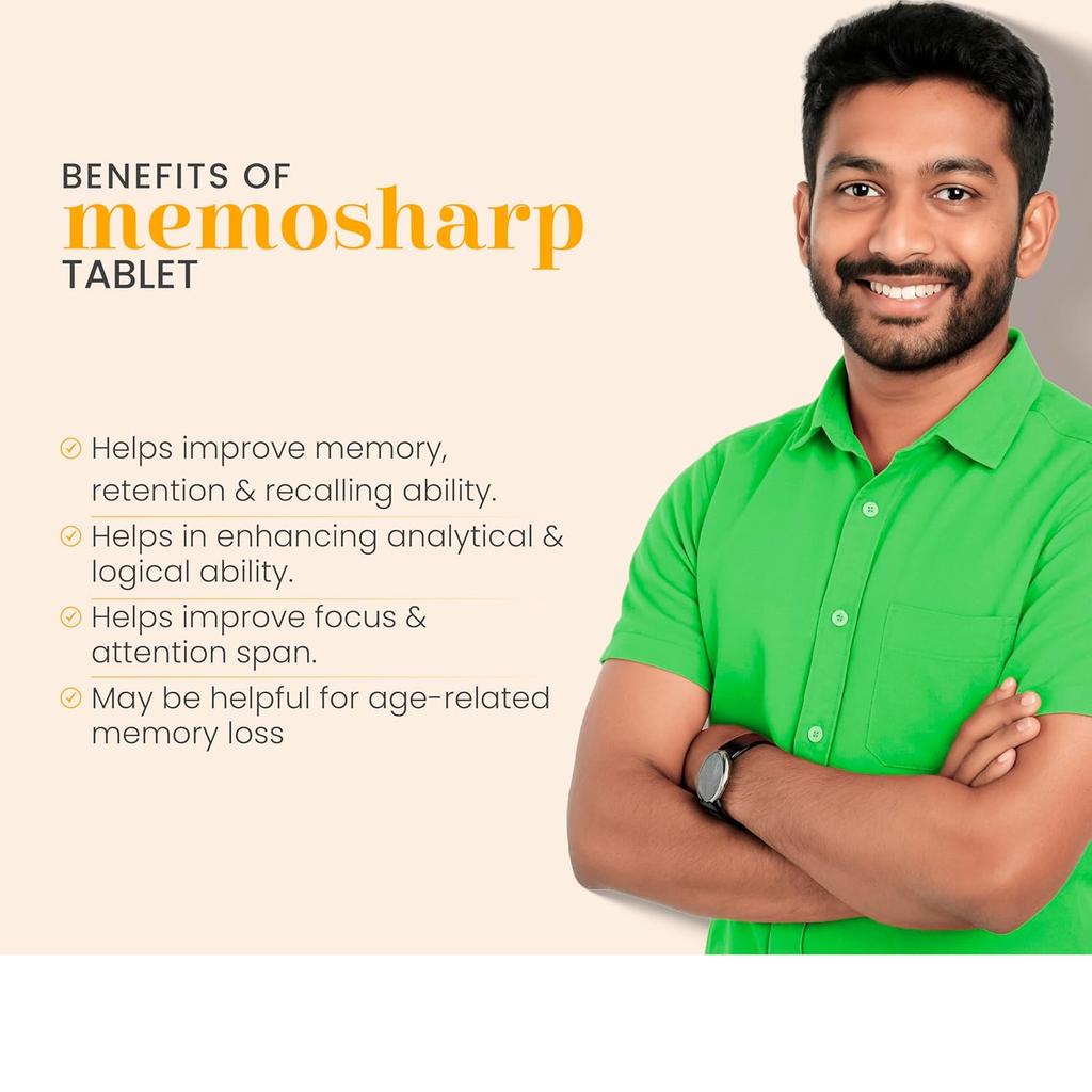Vedistry Memosharp Memory Wellness Capsules Ayurvedic Brain Support Supplement For Focus Clarity Concentration  60 Capsules X Pack Of 2