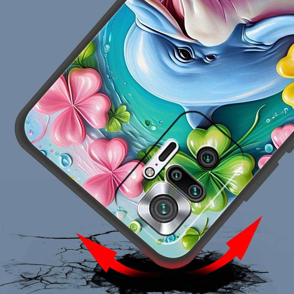 Ocean Animal Cute Dolphin Sea Turtle Phone Case For Xiaomi Redmi Note 14 13 5G 10 11 12 Pro Plus 4G 14C 13C 12C 10C Black Cover