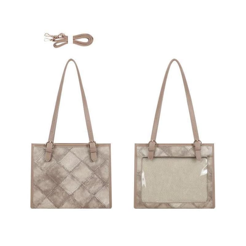 

[ALL DAY Shining] ita bag tote bag Oshikatsu bag ita back Itaba back vinyl denim clear pocket tote bag large capacity simple shoulder bag (brown)