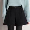 Women's High-Waisted Woolen Shorts: 2023 Autumn/Winter A-Line, Wide-Leg, Casual Fashion for Outerwear with Boots.