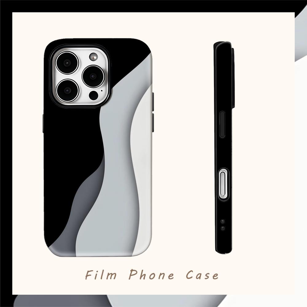 Custodia Monocromatica a Onde per Telefono per IPhone 17AIR 16E 16 15 14 13 12 11 17 Pro Max Plus Copertura Posteriore a Doppio Strato