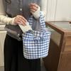 Fashion Canvas Vest Bag Large Capacity Shoulder Bag Vintage Red Plaid Tote Bag  Travel