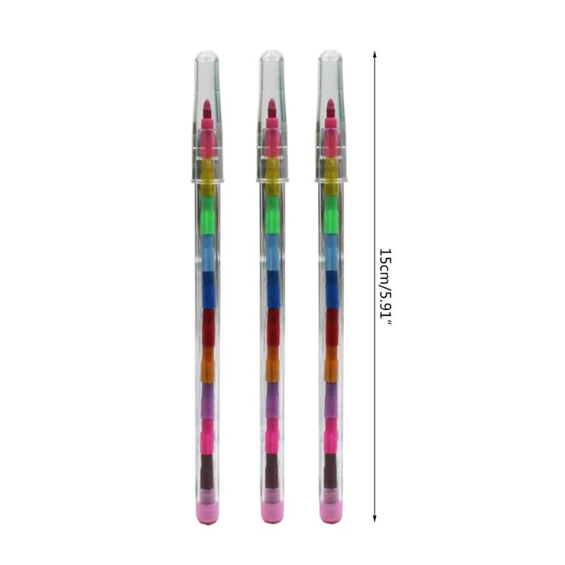 10/24Pcs Building Blocks Kid Crayons Stackable Crayons Kids Detachable Crayons