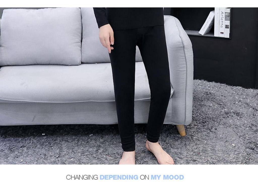 Men's Double-Sided German Velvet Semi-High Neck Warm Set for Autumn & Winter