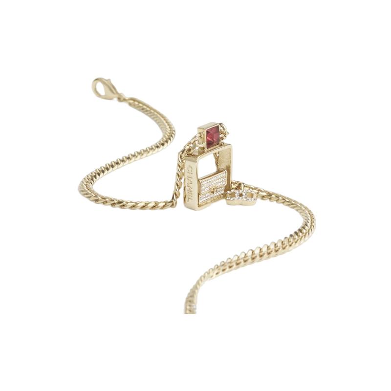 

CHANEL Double C Perfume Bottle Pendant - Necklace Women s Gold золотий