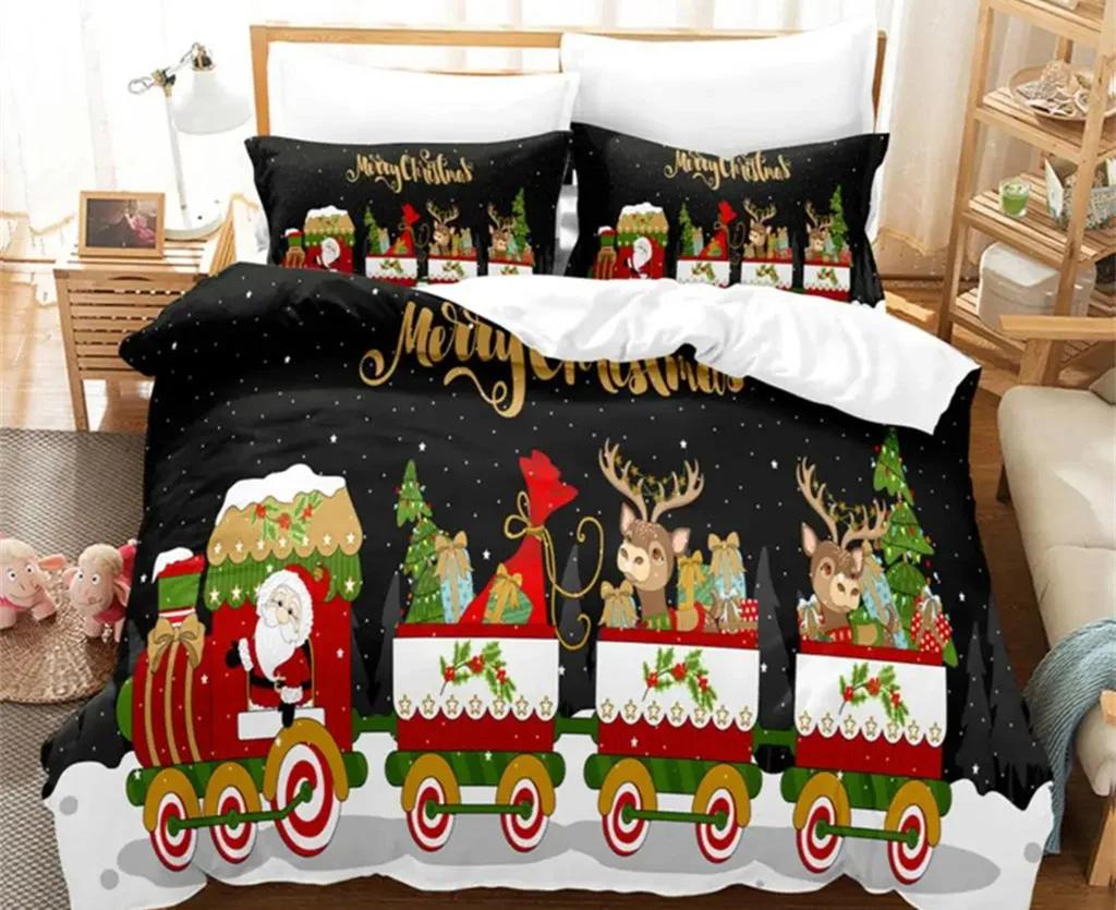 Christmas Quilt Cover Bedding Set Duvet Comforter Pillow Case Twin Queen King Double Full Single 3Pcs Bedroom Decor Women Gift