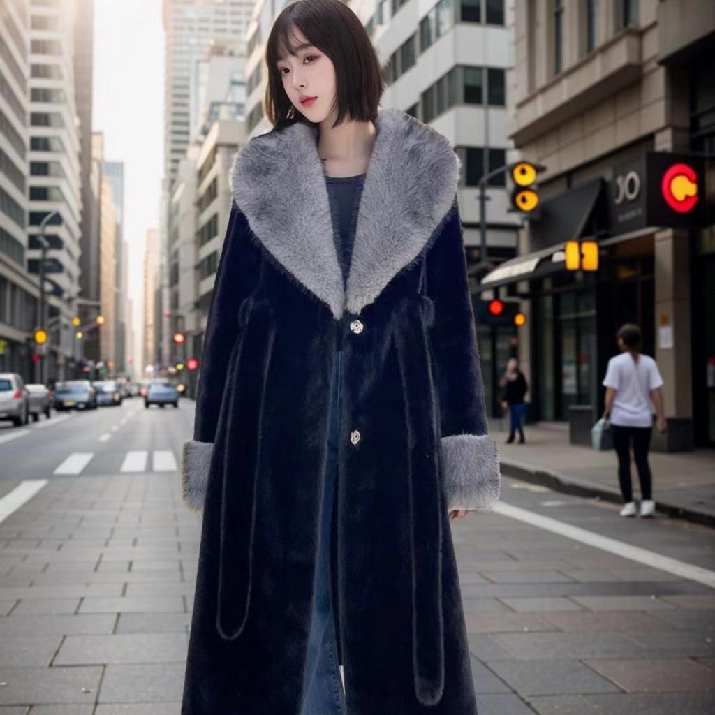Female Fox Collar Full Mink Fur Luxurious Temperament Faux Fur Coat