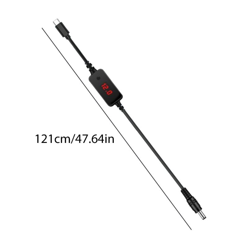 5V 9V 12V 15V 20V Adjustable USB C to 5.5x2.1mm Power Cable Adapter with 2 Interchangeable Connectors for Laptop