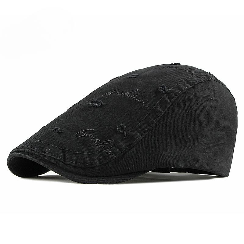 2026Korean British Cotton Ripped Embroidery Men's Beret Spring/Summer Outdoor Leisure Women's Sun Protection Sun Hat Forward Cap