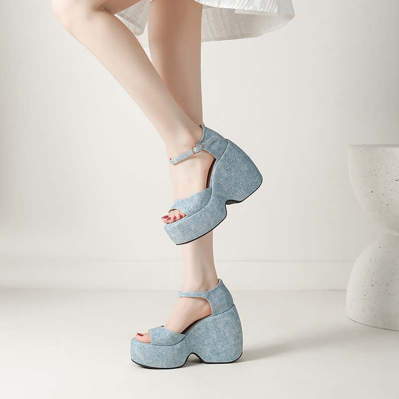 Krazing Pot Polyurethane Spring Autumn Size 43 Women Platform Super High Heels Women Round Toe Waterproof Pumps