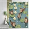 Otter Shower Curtain – Swimming Otters with Water Lilies & Lily Pads, 2D Flat Print, Polyester, Grommet Top, 71x71 Inch