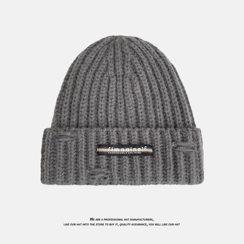 Small Label Knitted Hat Women's Autumn and Winter Outdoor Cycling Pullover Hat Versatile Thickened Ear Protection Cold Proof Woolen Hat