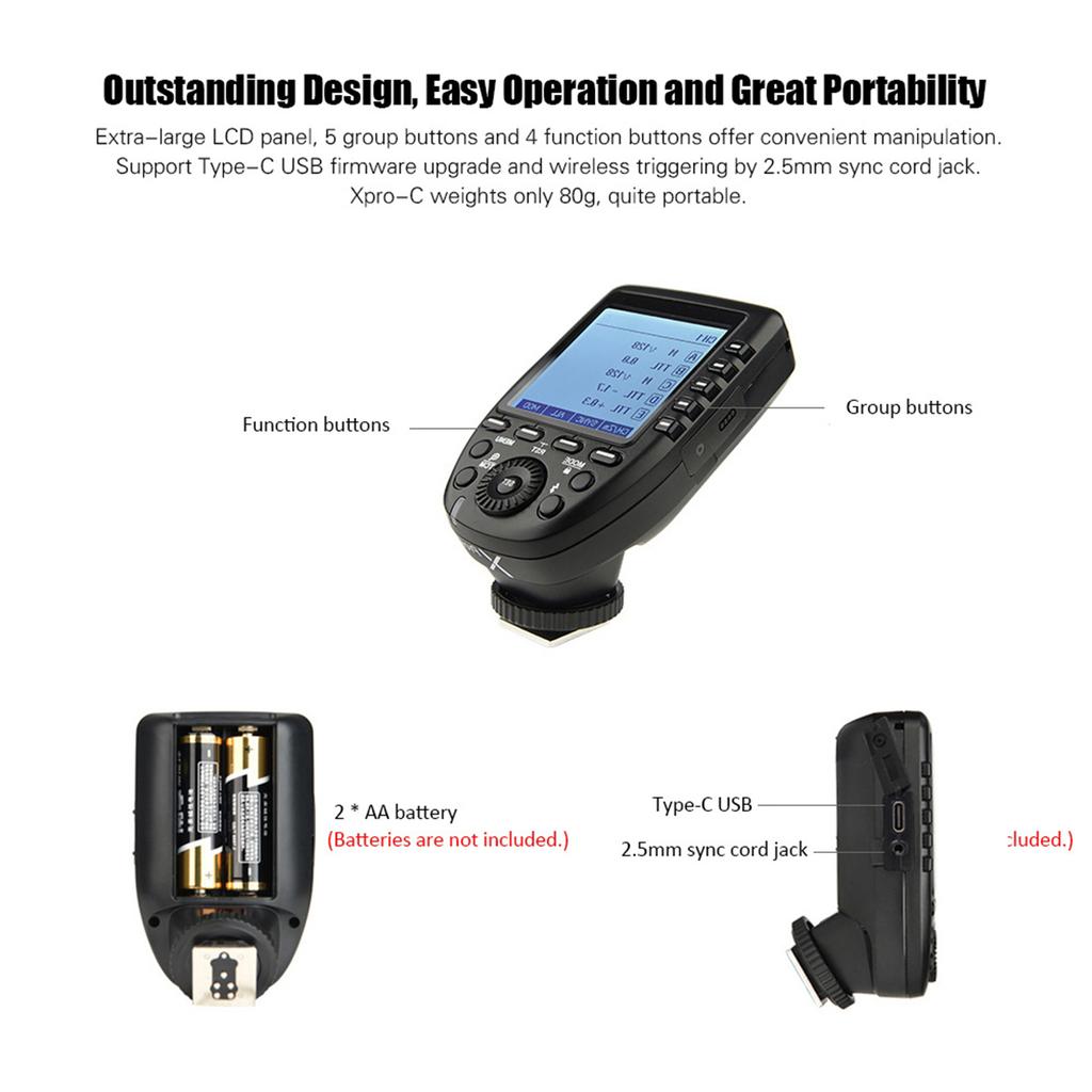 Xpro C E TTL II Flash Trigger Transmitter 2.4G Wireless X System 32 Channels 16 Groups Support TTL Autoflash 1 8000s