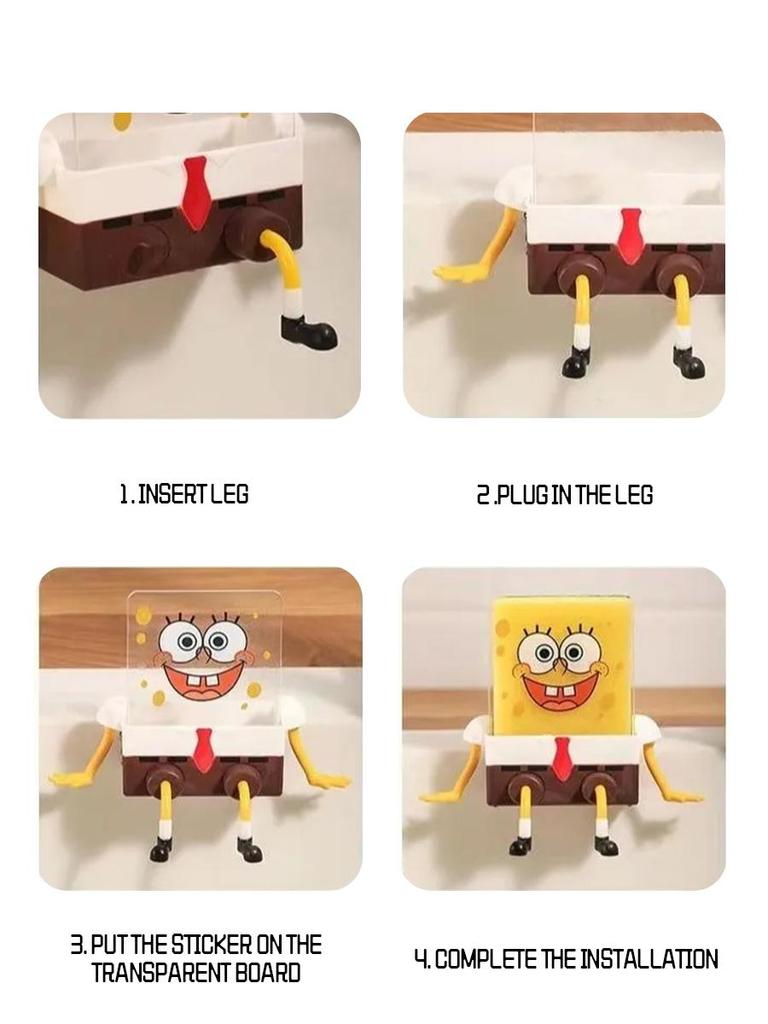 Anbefaling av kjøkkenessensielle: magisk søt SvampeBob tørkestativ, oppvasksvamp, skrubbebørste, gryteklut og oppbevaringsstativ for vasken