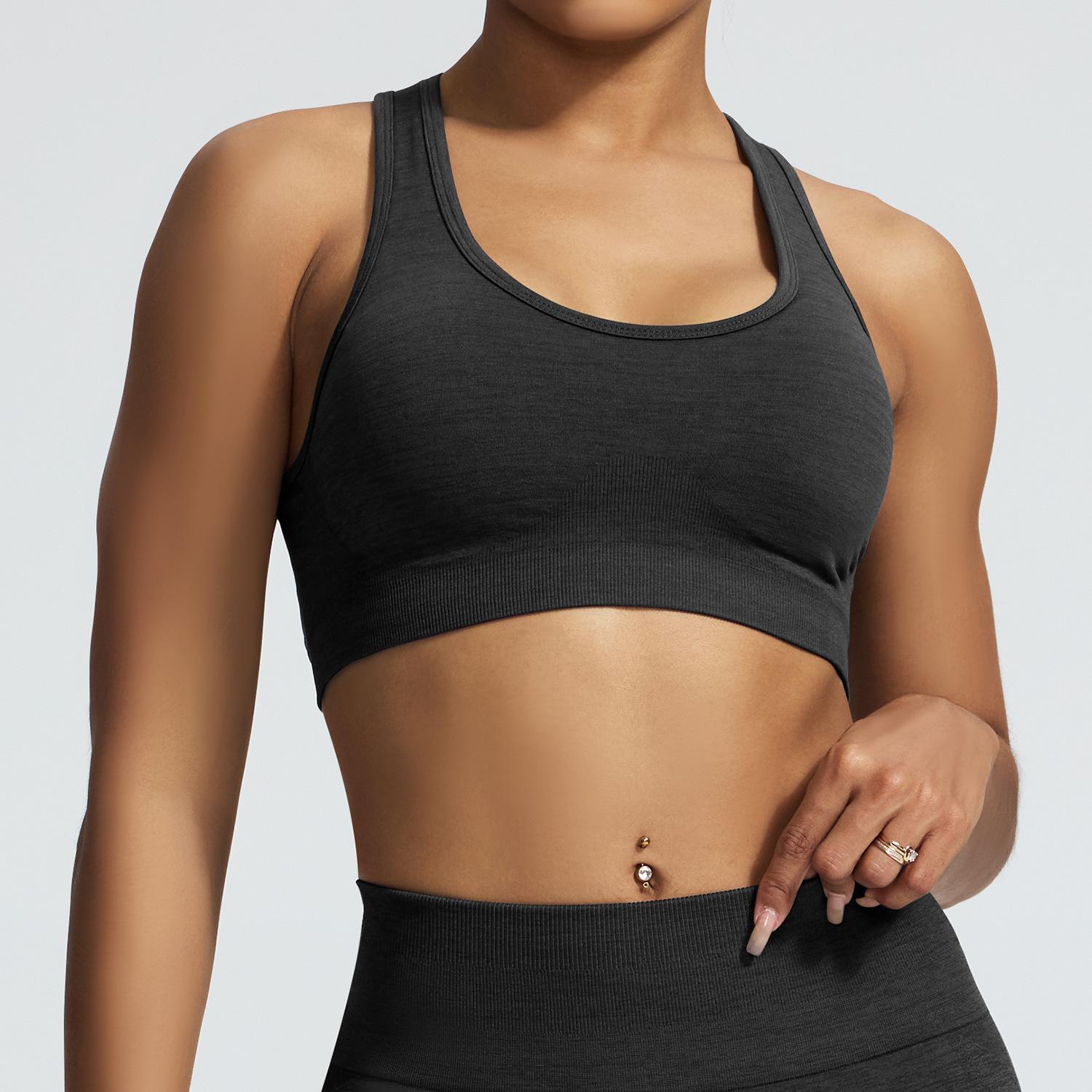 

Новый спортивный бюстгальтер с мягкой спинкой, нижнее белье, защита от ударов, одежда для бега и фитнеса, бюстгальтер для йоги, женский S чёрный