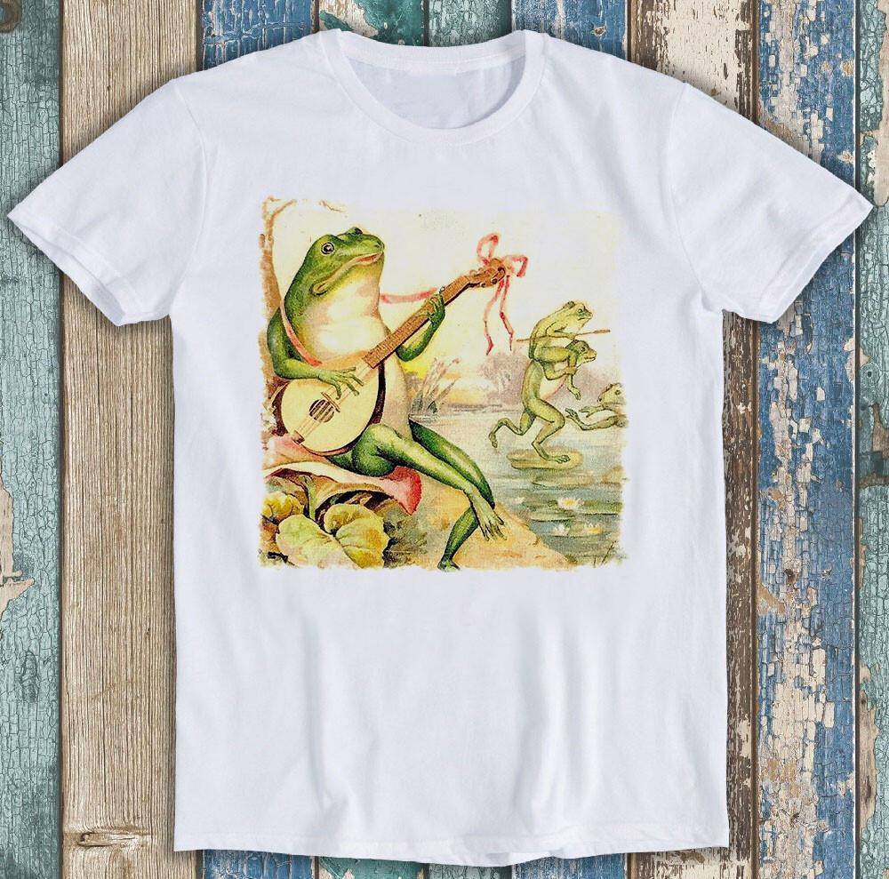 Frog Toad Playing Banjo Guitar Music Art Funny Gift Tee T Shirt M1350