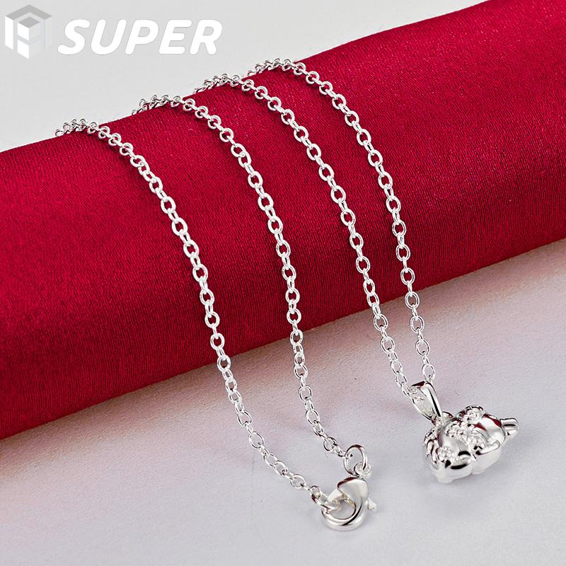 925 Ayar Gümüş Sevimli Domuz Kolye Kolye Takı