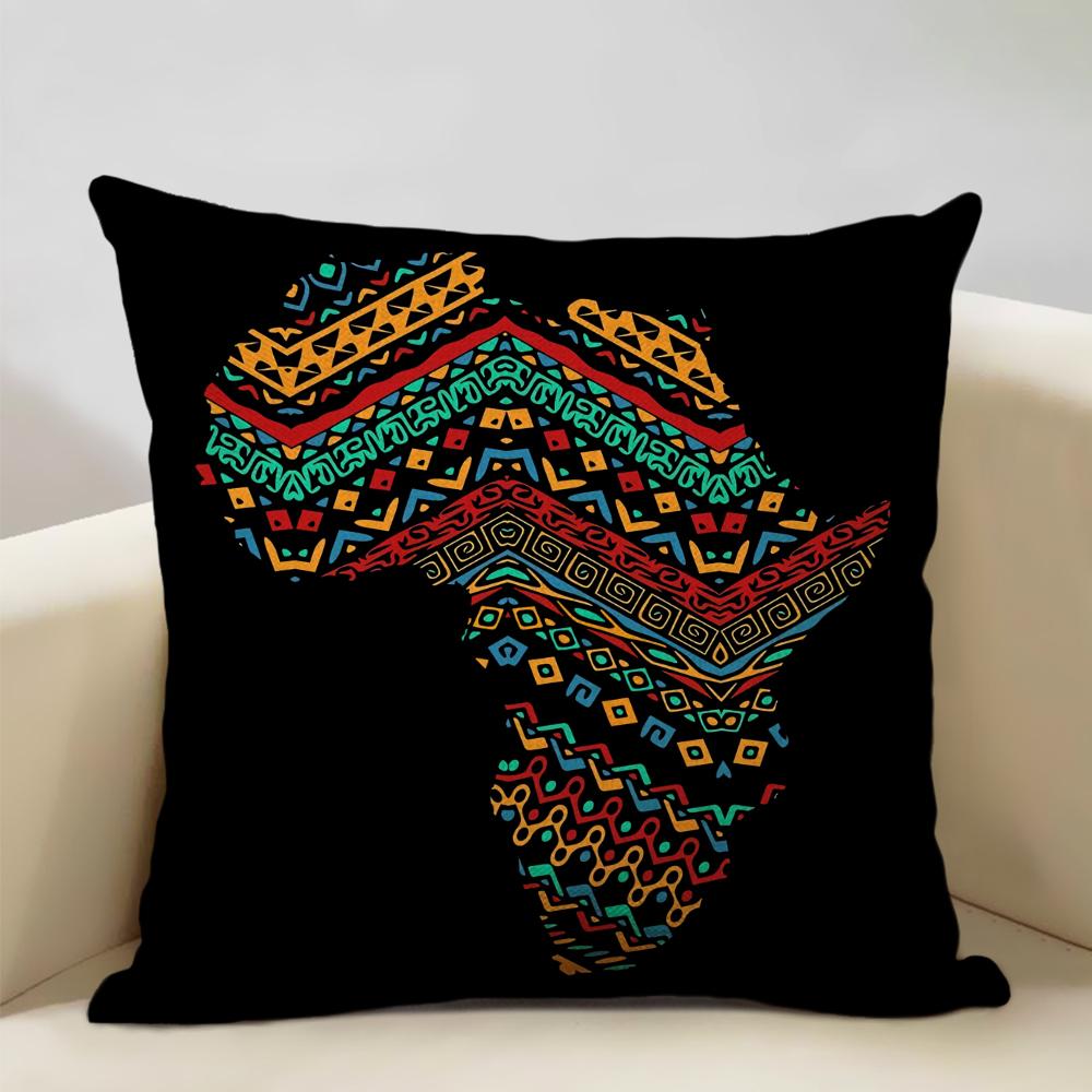 Map of Africa Geometrics Sofa Decorative Pillow Case African Pattern Cushion Cover LinenThrow Pillowcase