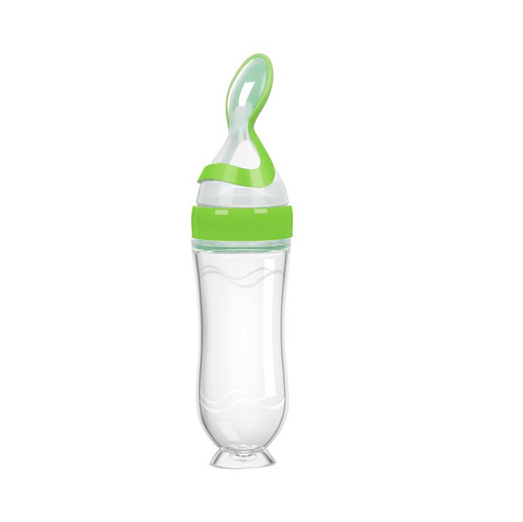 Squeezed Milk Bottle Food Grade Silicone Newborn Training Spoon Baby Grain Food Supplement Feeder Safe and Practical