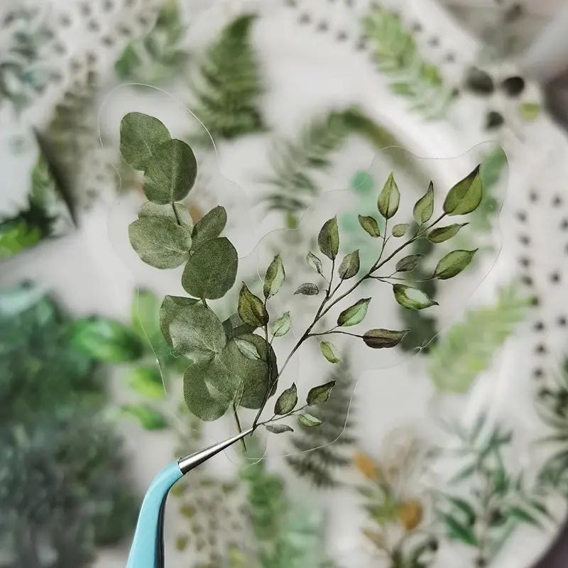 40pcs Plant Flower Leaf Decorative Sticker PET Hand Account Material Sticker Pack for Scrapbook Label Diary Stationery Album Tel