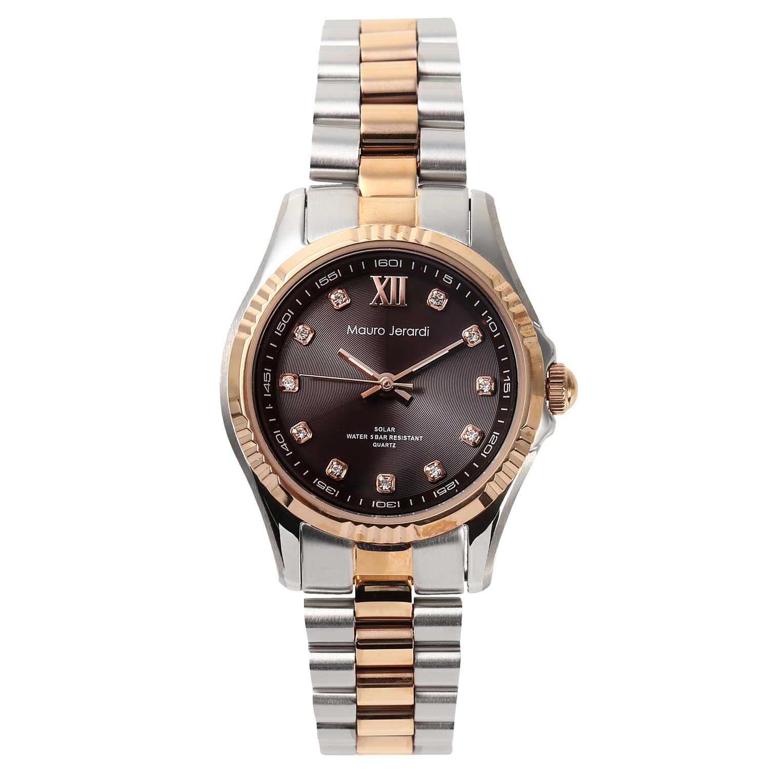

Mauro Geraldi Solar Полностью стальные 5 АТМ Водонепроницаемые часы MJ038, Сталь, Устойчивые, Цирконий, Женские, (MJ038-1/Коричневый)