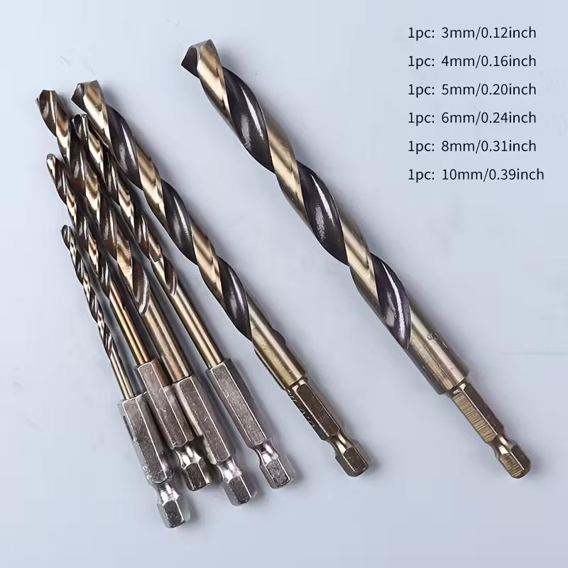 Professional 6 Piece HSS Coated Drill Bit Set with 1/4 Hex Shank Perfect for Cordless Screwdrivers and Various Materials