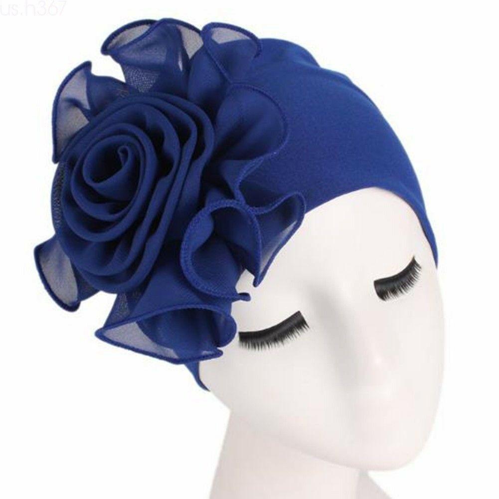 Womens Hair Loss Head Scarf Turban Cap Big Flower Muslim Cancer Chemo Hat Cover