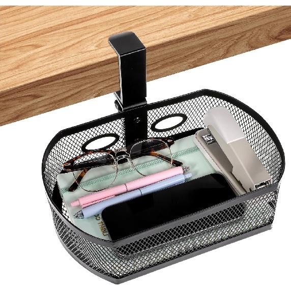 Under Desk Storage Drawer Organizer, Clamp on Under Table Shelf Hanging Desk Mount Tray Attachable Drawer Basket for Home Office Desktop Clutter