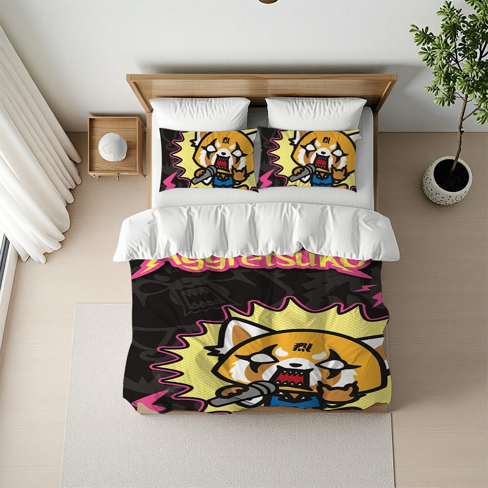 Cartoon Aggretsuko Cool Duvet Cover Set Home Style Bedding Soft Laundry Cotton Bed 3 Piece Set Student Dormitory Gift