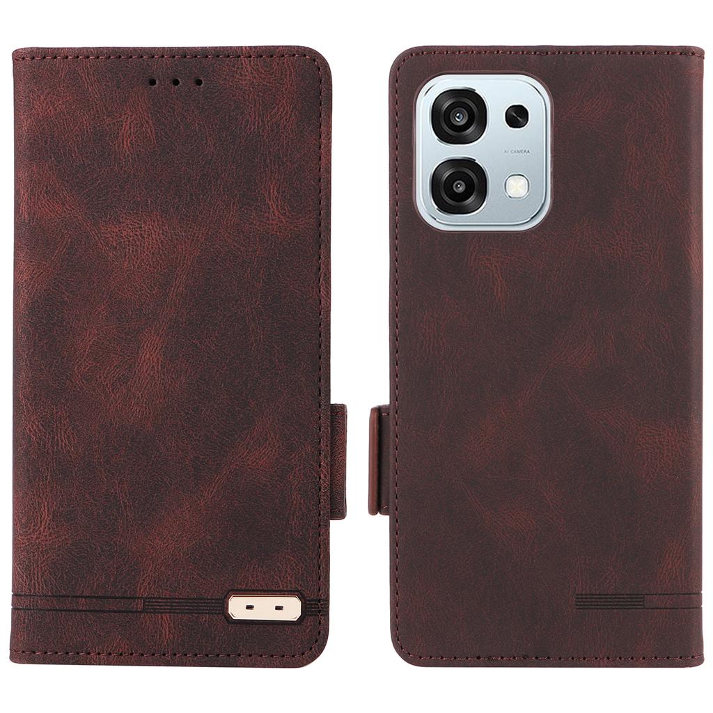 For Oppo Oppo A6 Pro 5G Case Leather Wallet Flip Phone Cover with Hardware Decor