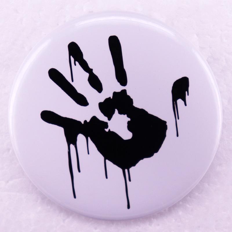 

Bloody Handprint Badge Pin