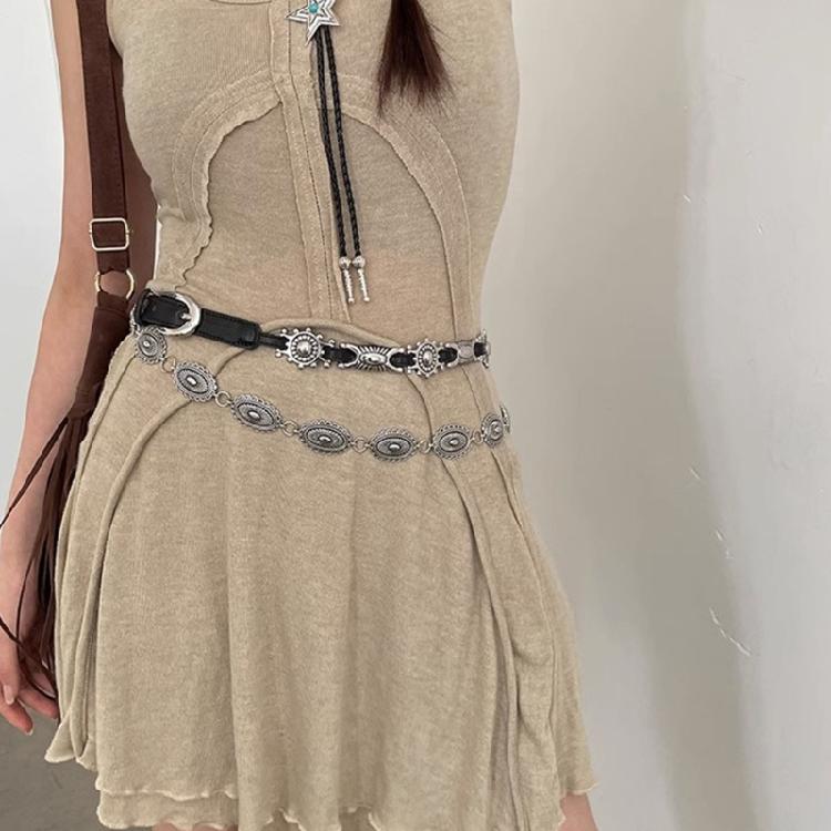 Female Belt Decorative Thin Waist Belt Black Leathers Belts for Dress Jeans