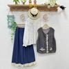 Japanese Sweet Lace Trim Knit Vest - Embroidered, Loose Fit