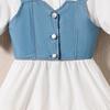 Girls Fashion Dress Summer Kids Sweet Short-sleeved Shirt-skirt Fold Wear Denim Vest Dress