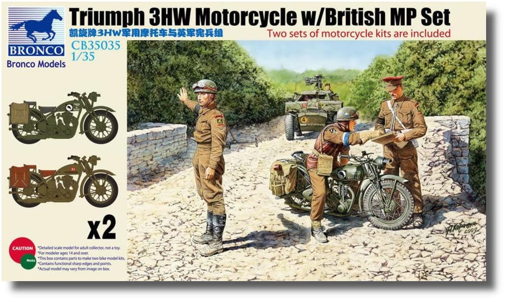 

Bronco Model British Triumph Motorcycle 3HW Set of 3 British Soldiers and 2 Plastic Model CB35035 1/35 Type, Bikes,